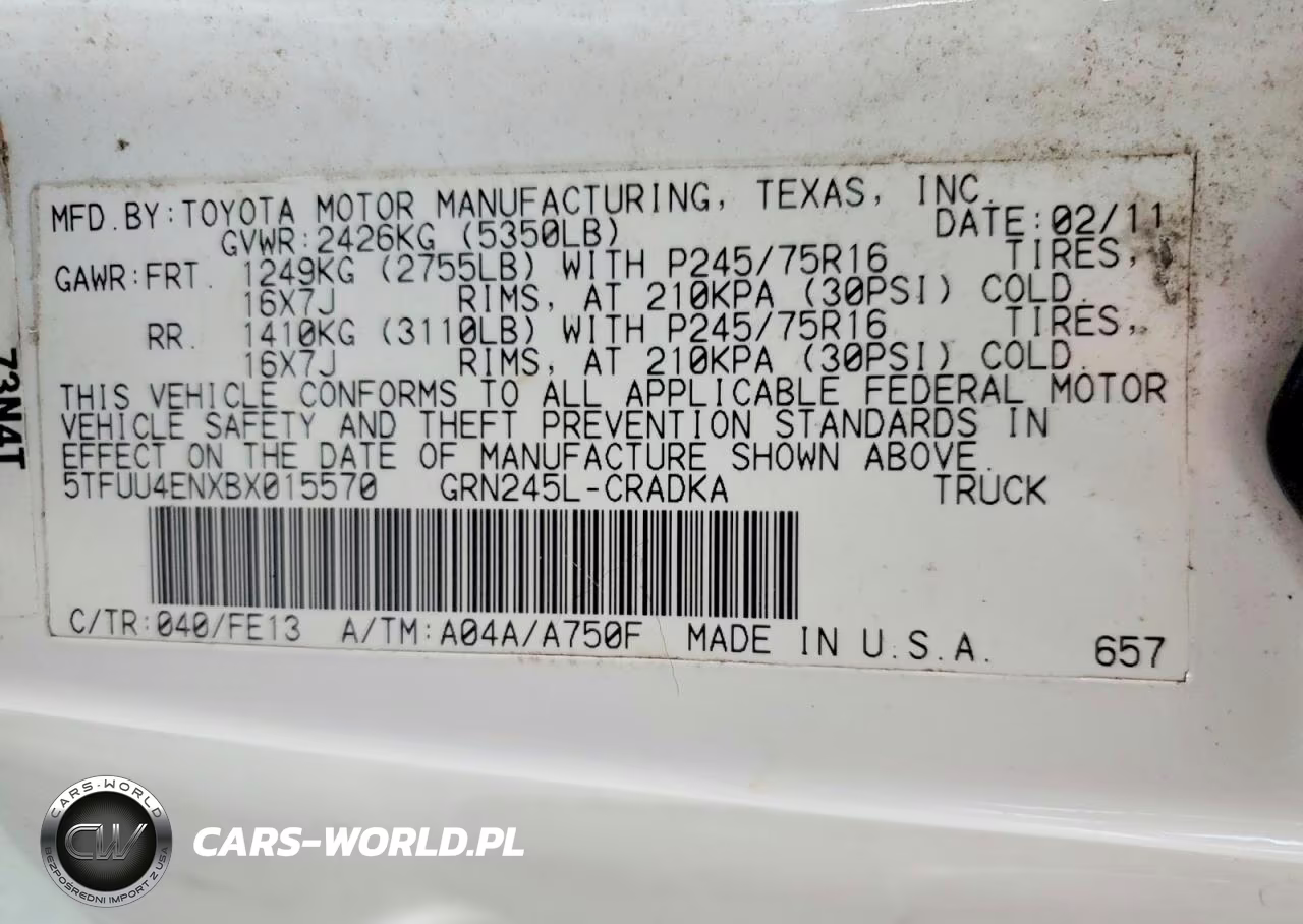 2011 Toyota Tacoma Access Cab VIN:5TFUU4ENXBX015570 - 12