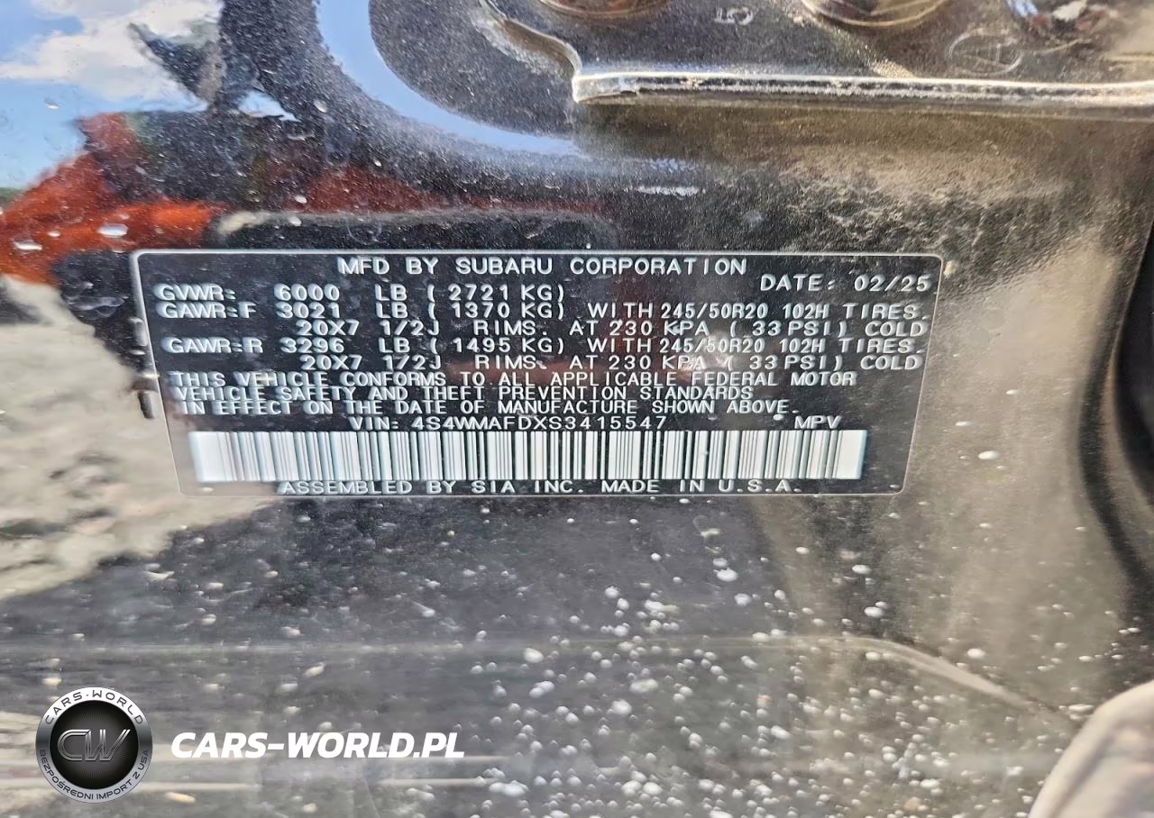 2025 Subaru Ascent Onyx Edition VIN:4S4WMAFDXS3415547 - 14