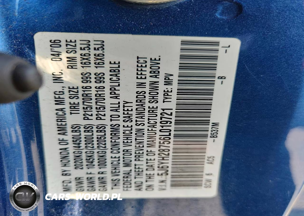 2006 Honda Element Ex VIN:5J6YH28756L019721 - 13