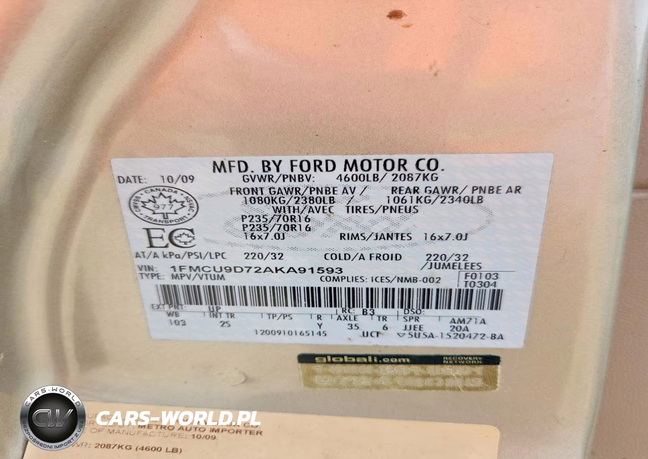 2010 Ford Escape Xlt VIN:1FMCU9D72AKA91593 - 13