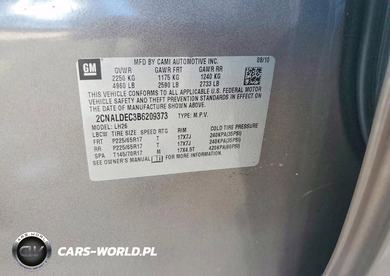 2011 Chevrolet Equinox Lt VIN:2CNALDEC3B6209373 - 12