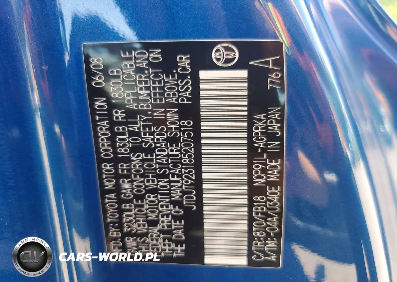 2008 Toyota Yaris Base VIN:JTDJT923185207518 - 12