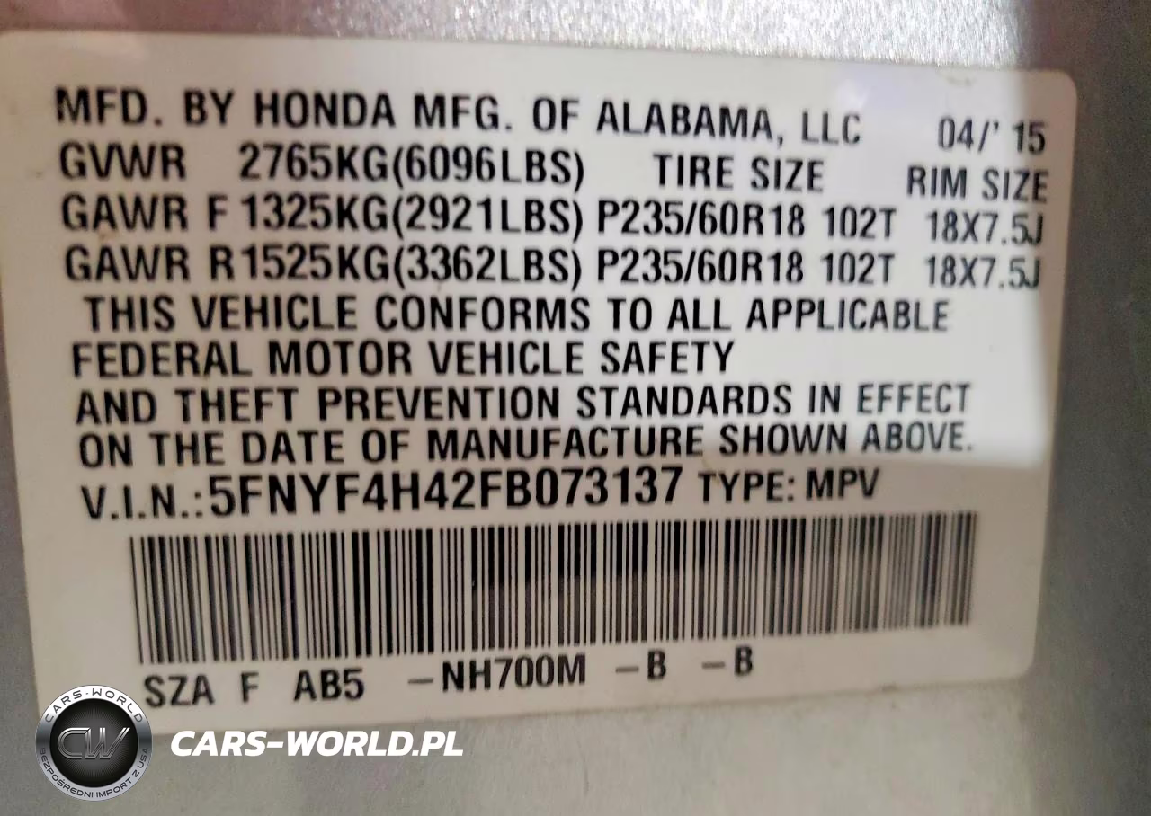 2015 Honda Pilot Ex VIN:5FNYF4H42FB073137 - 13