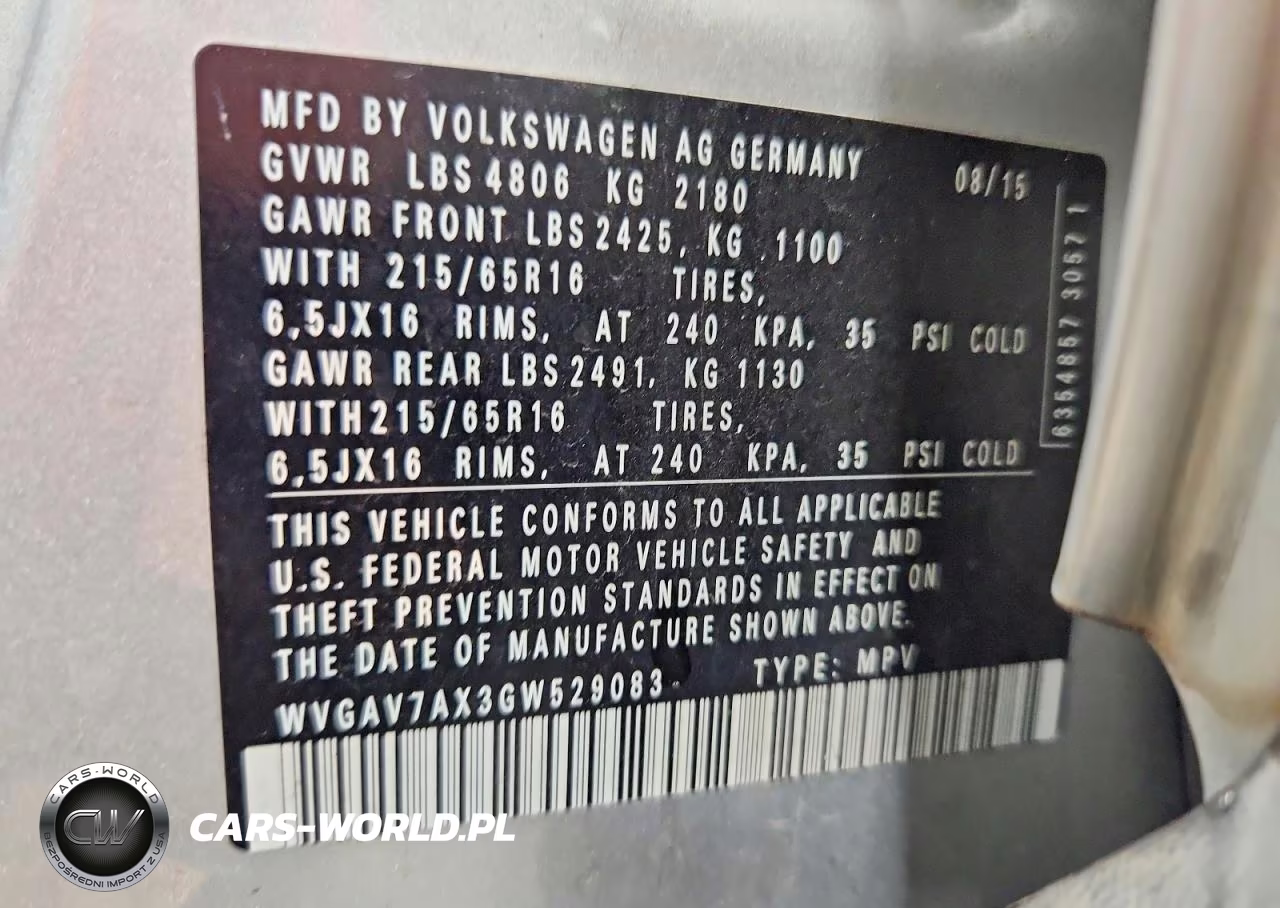 2016 Volkswagen Tiguan S VIN:WVGAV7AX3GW529083 - 13