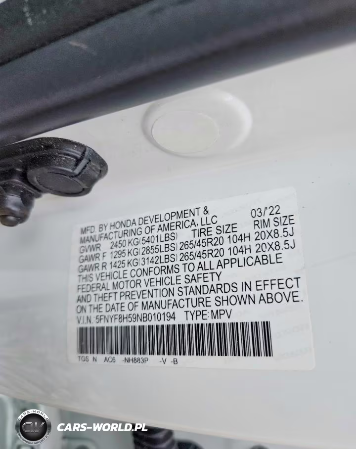 2022 Honda Passport Exl VIN:5FNYF8H59NB010194 - 13