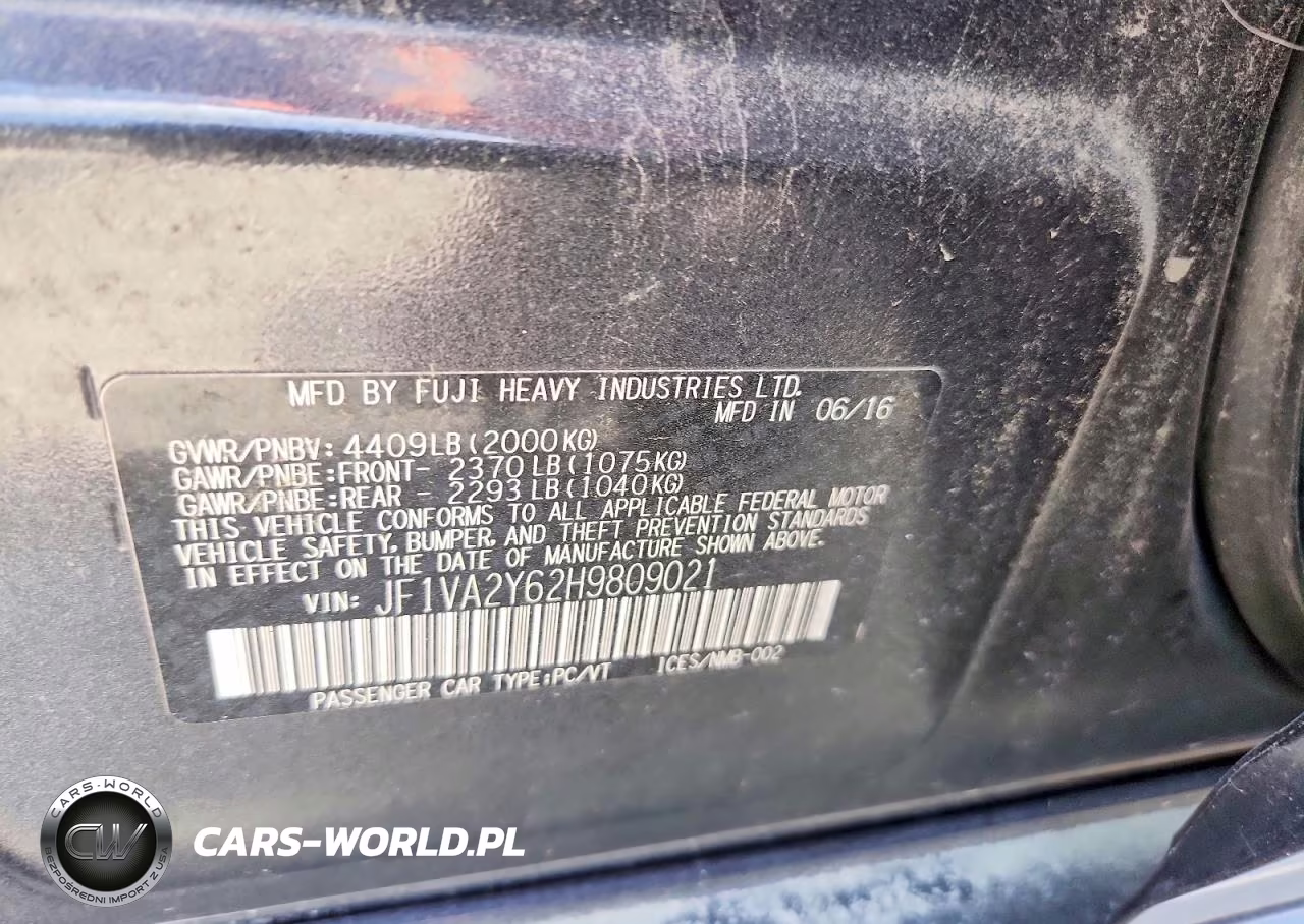 2017 Subaru Wrx Sti Limited VIN:JF1VA2Y62H9809021 - 12