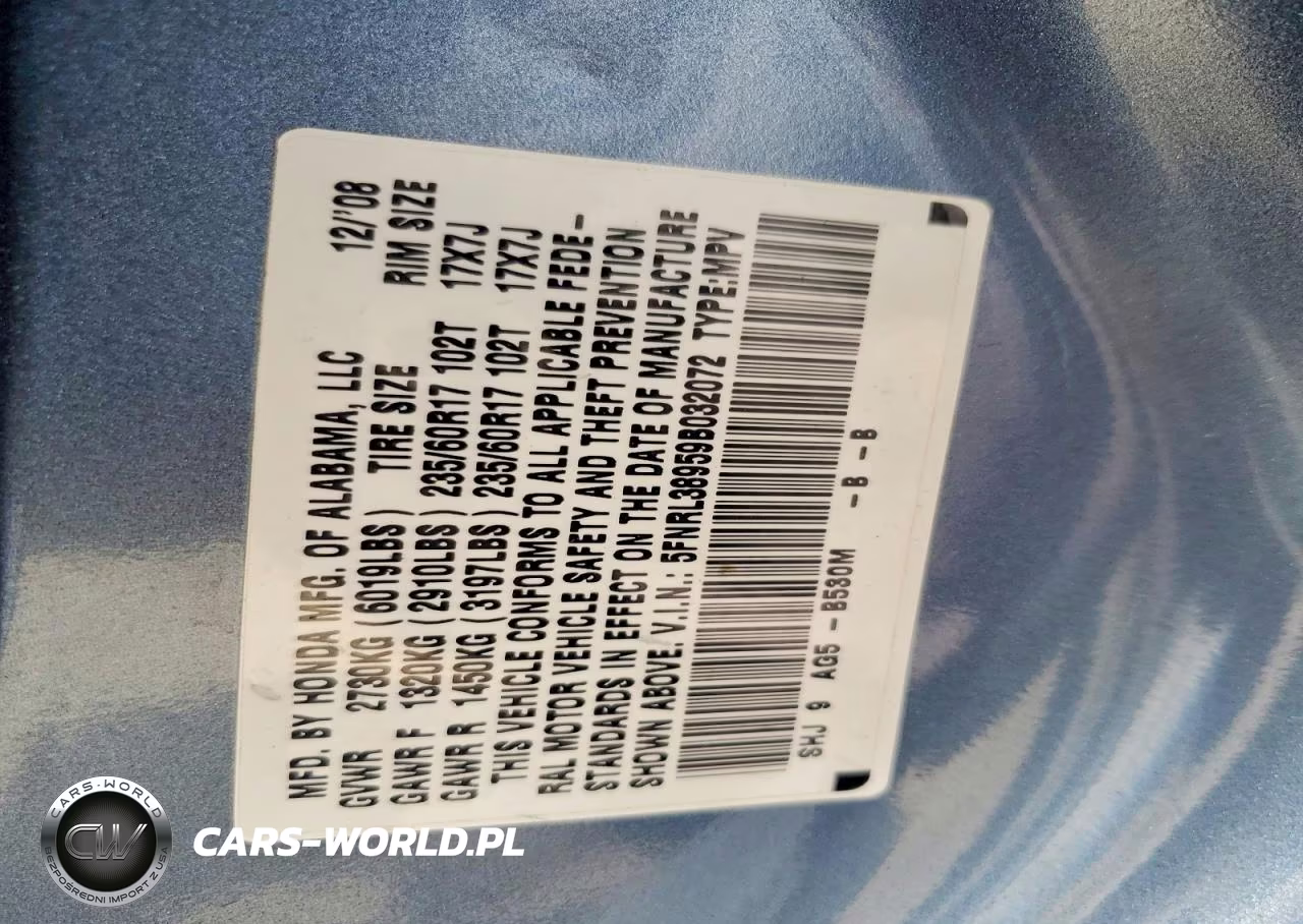 2009 Honda Odyssey Touring VIN:5FNRL38959B032072 - 14