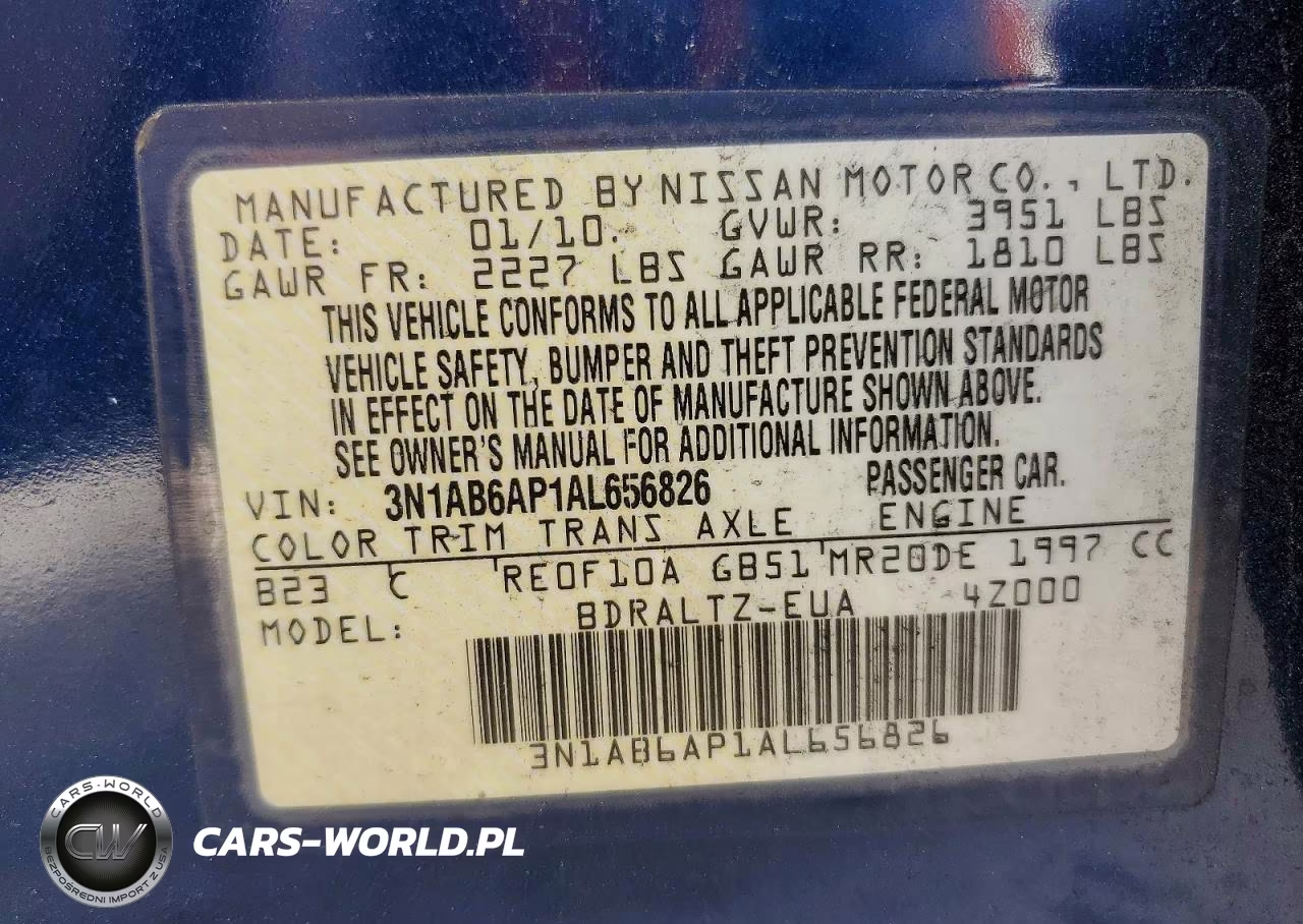 2010 Nissan Sentra 2.0-2.0S-Sr-2.0Sl VIN:3N1AB6AP1AL656826 - 12