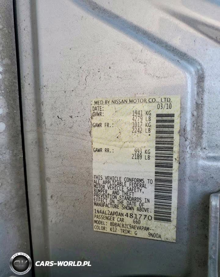 2010 Nissan Altima 2.5 VIN:1N4AL2AP0AN481770 - 12