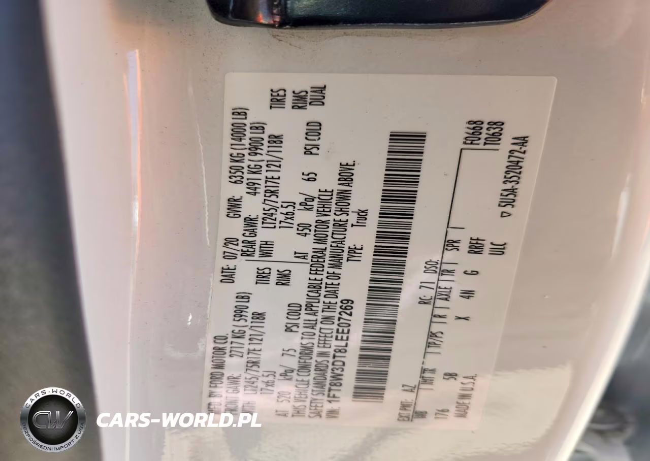 2020 Ford F350 Super Duty VIN:1FT8W3DT8LEE07269 - 12