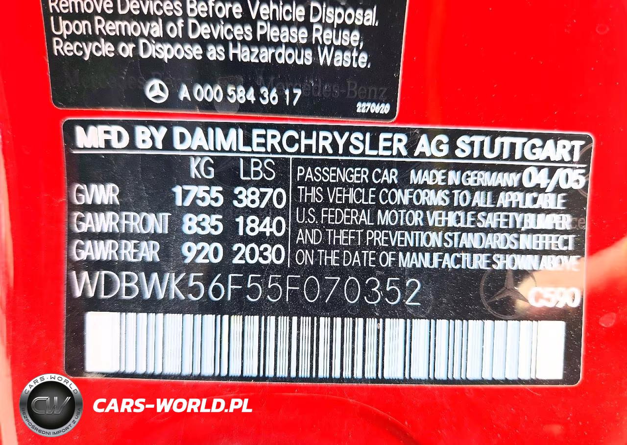2005 Mercedes-Benz Slk 350 VIN:WDBWK56F55F070352 - 12