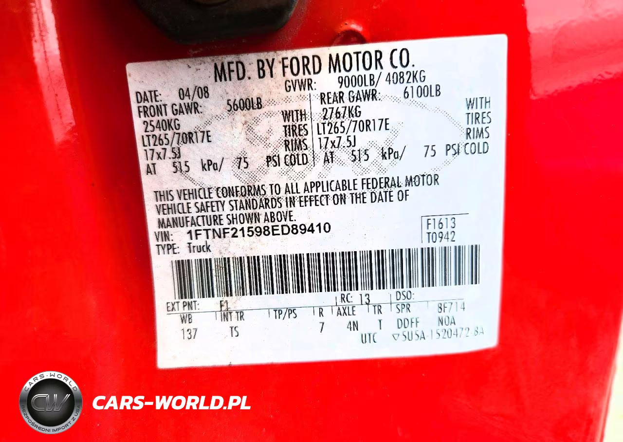 2008 Ford F250 Super Duty VIN:1FTNF21598ED89410 - 12