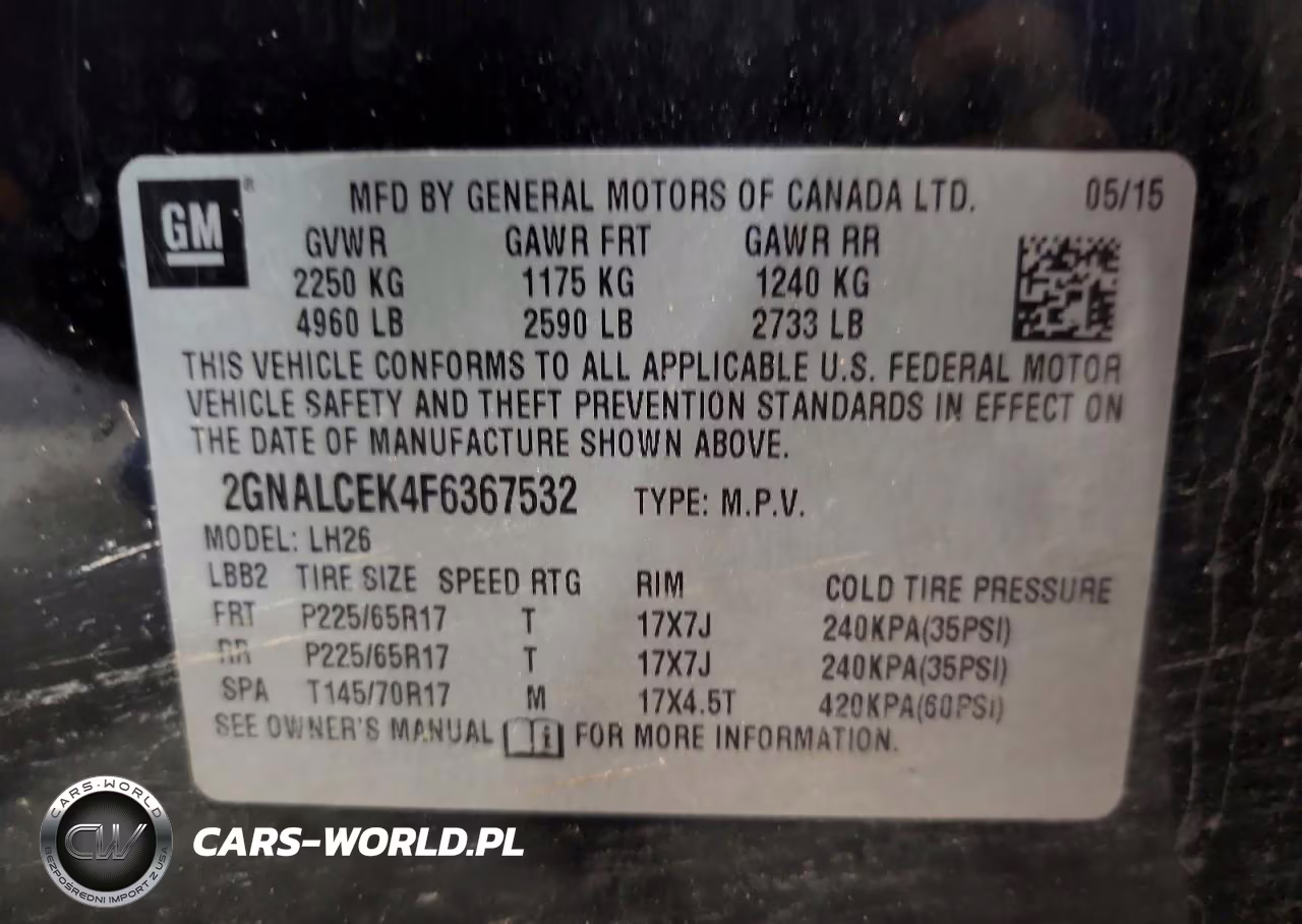 2015 Chevrolet Equinox Lt VIN:2GNALCEK4F6367532 - 12