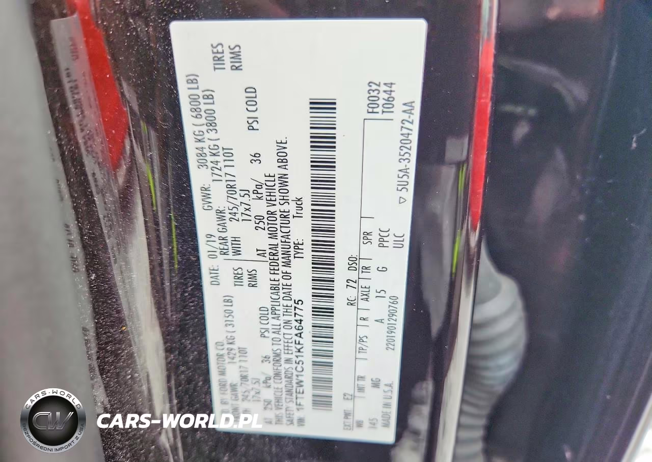 2019 Ford F150 Supercrew VIN:1FTEW1C51KFA64775 - 12