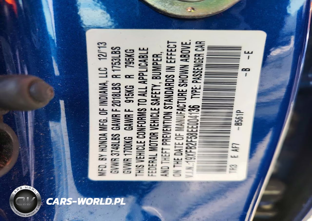 2014 Honda Civic Lx VIN:19XFB2F58EE004136 - 13