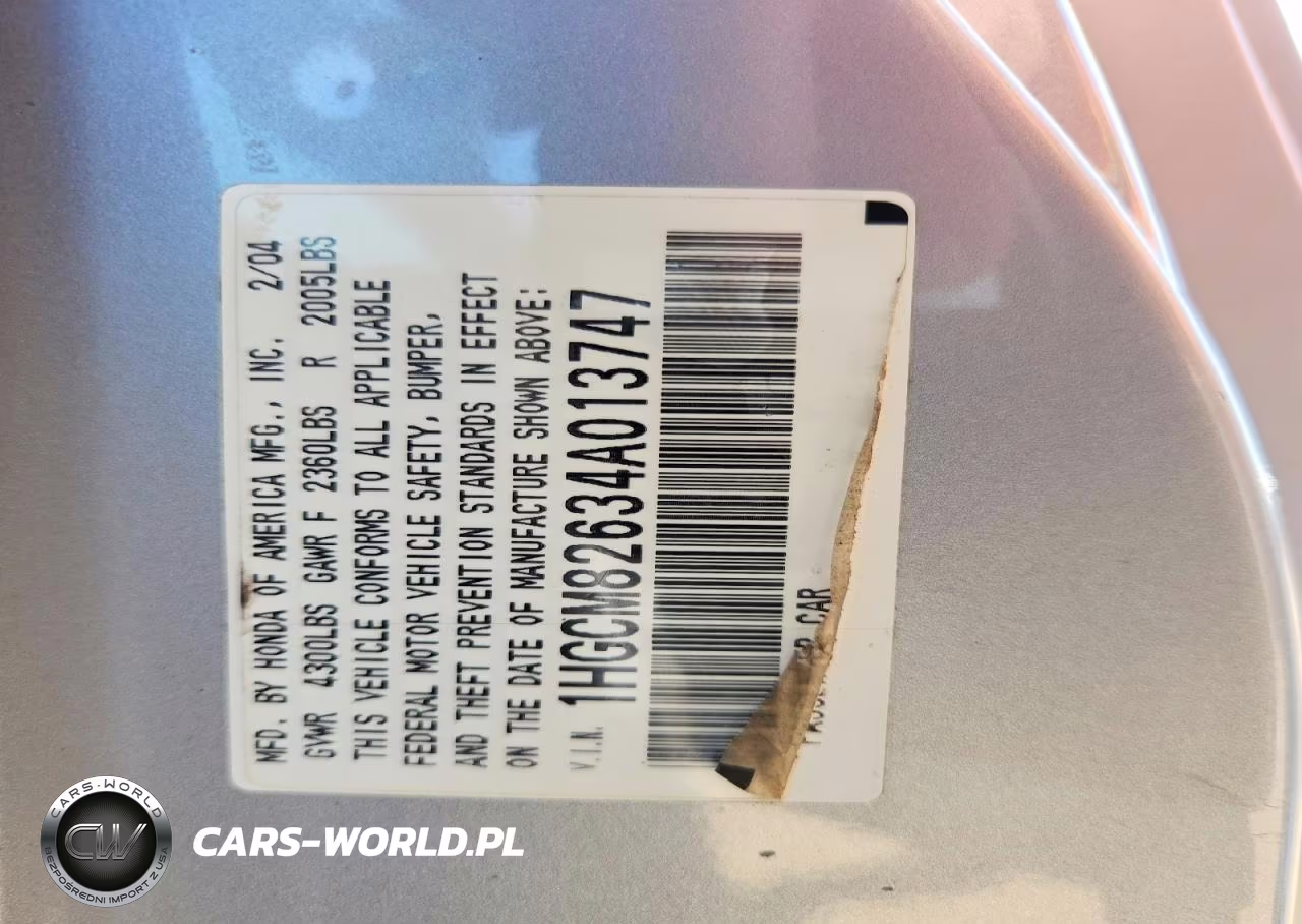 2004 Honda Accord Ex VIN:1HGCM82634A013747 - 12