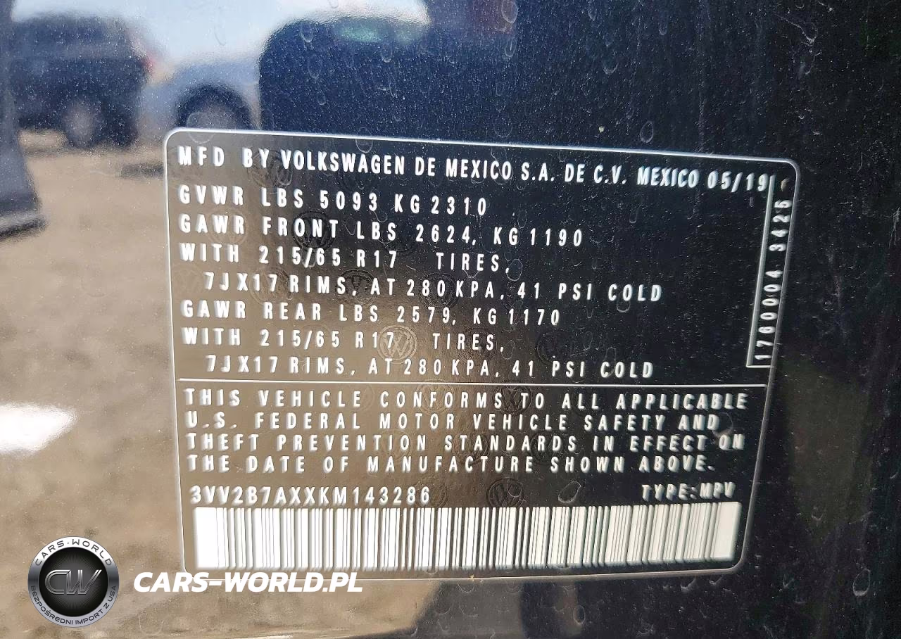 2019 Volkswagen Tiguan VIN:3VV2B7AXXKM143286 - 13
