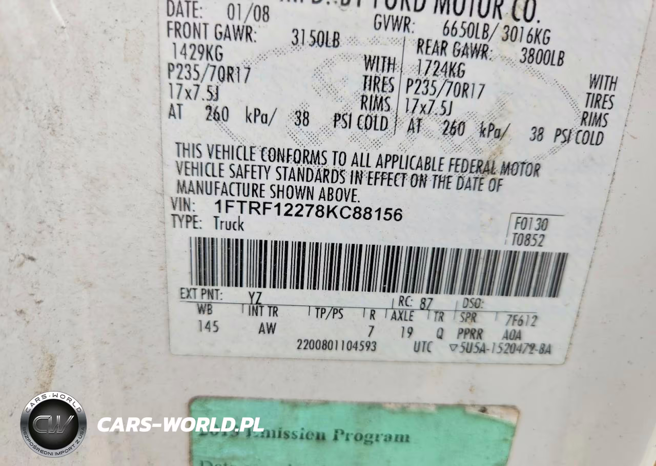 2008 Ford F150 VIN:1FTRF12278KC88156 - 12