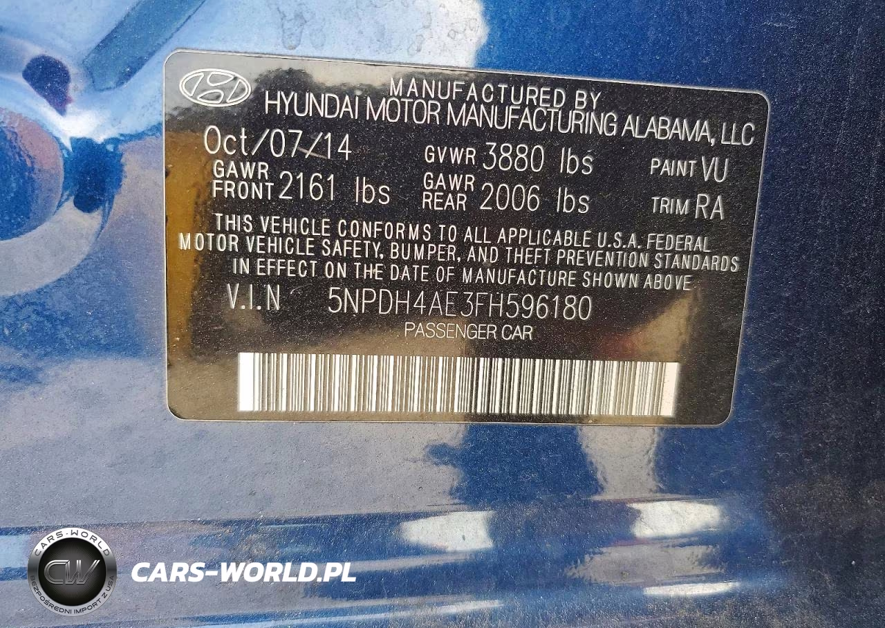 2015 Hyundai Elantra Se VIN:5NPDH4AE3FH596180 - 12