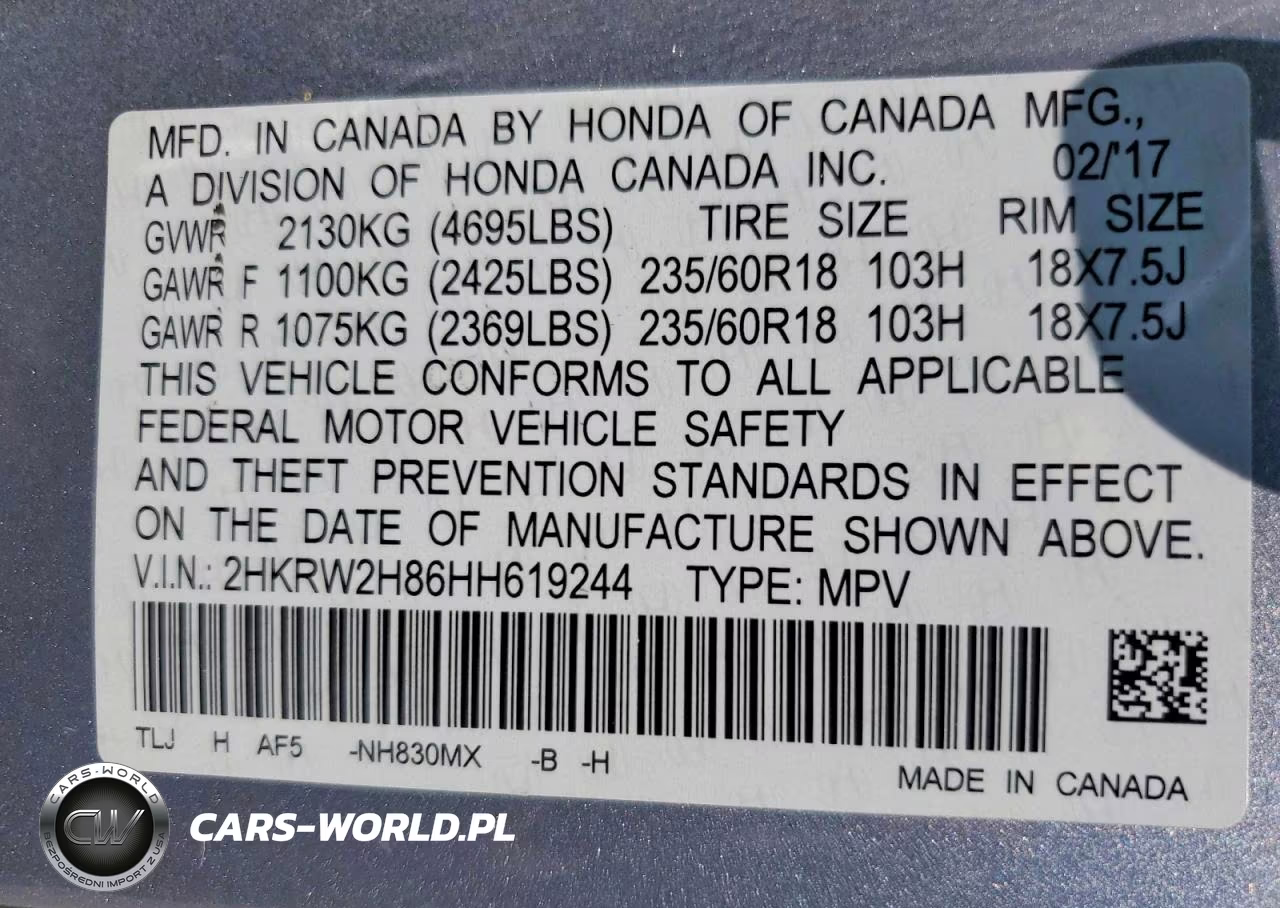 2017 Honda Cr-V Exl VIN:2HKRW2H86HH619244 - 14