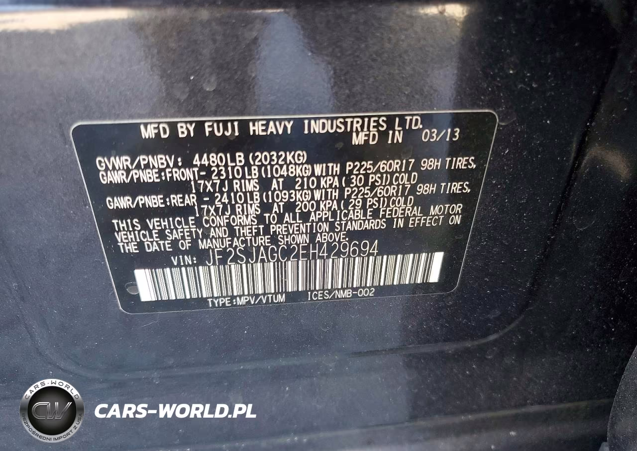 2014 Subaru Forester 2.5I Premium VIN:JF2SJAGC2EH429694 - 13