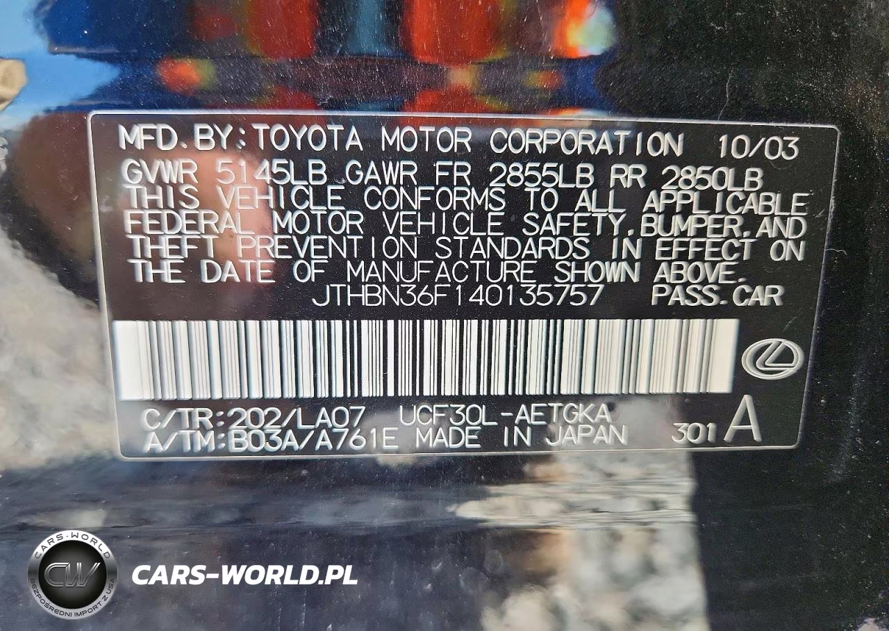 2004 Lexus Ls 430 VIN:JTHBN36F140135757 - 12