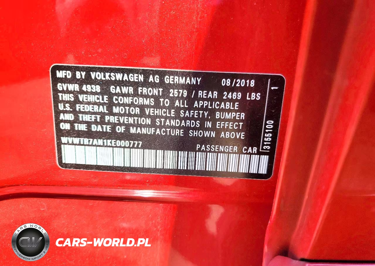 2019 Volkswagen Arteon Sel Premium VIN:WVWTR7AN1KE000777 - 13