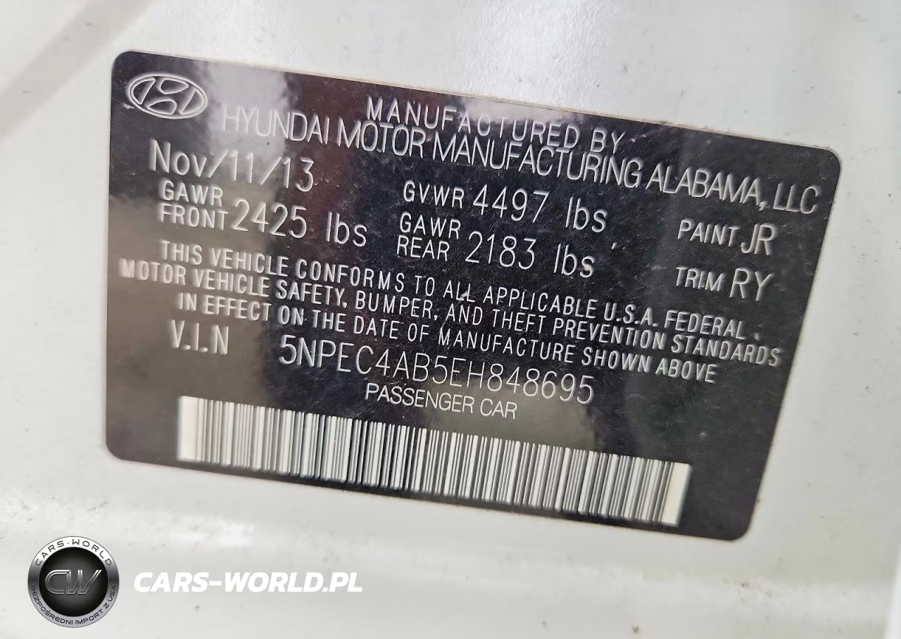 2014 Hyundai Sonata Se 2.0T VIN:5NPEC4AB5EH848695 - 12