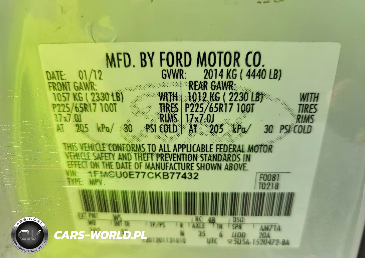 2012 Ford Escape Limited VIN:1FMCU0E77CKB77432 - 12