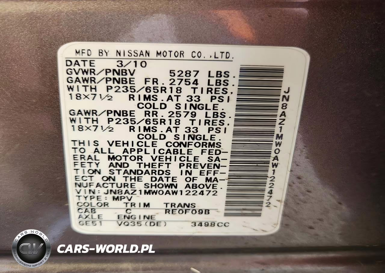 2010 Nissan Murano S VIN:JN8AZ1MW0AW122472 - 13