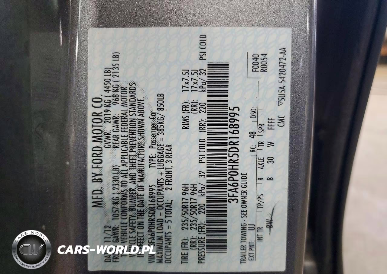 2013 Ford Fusion Se VIN:3FA6P0HR5DR168995 - 12