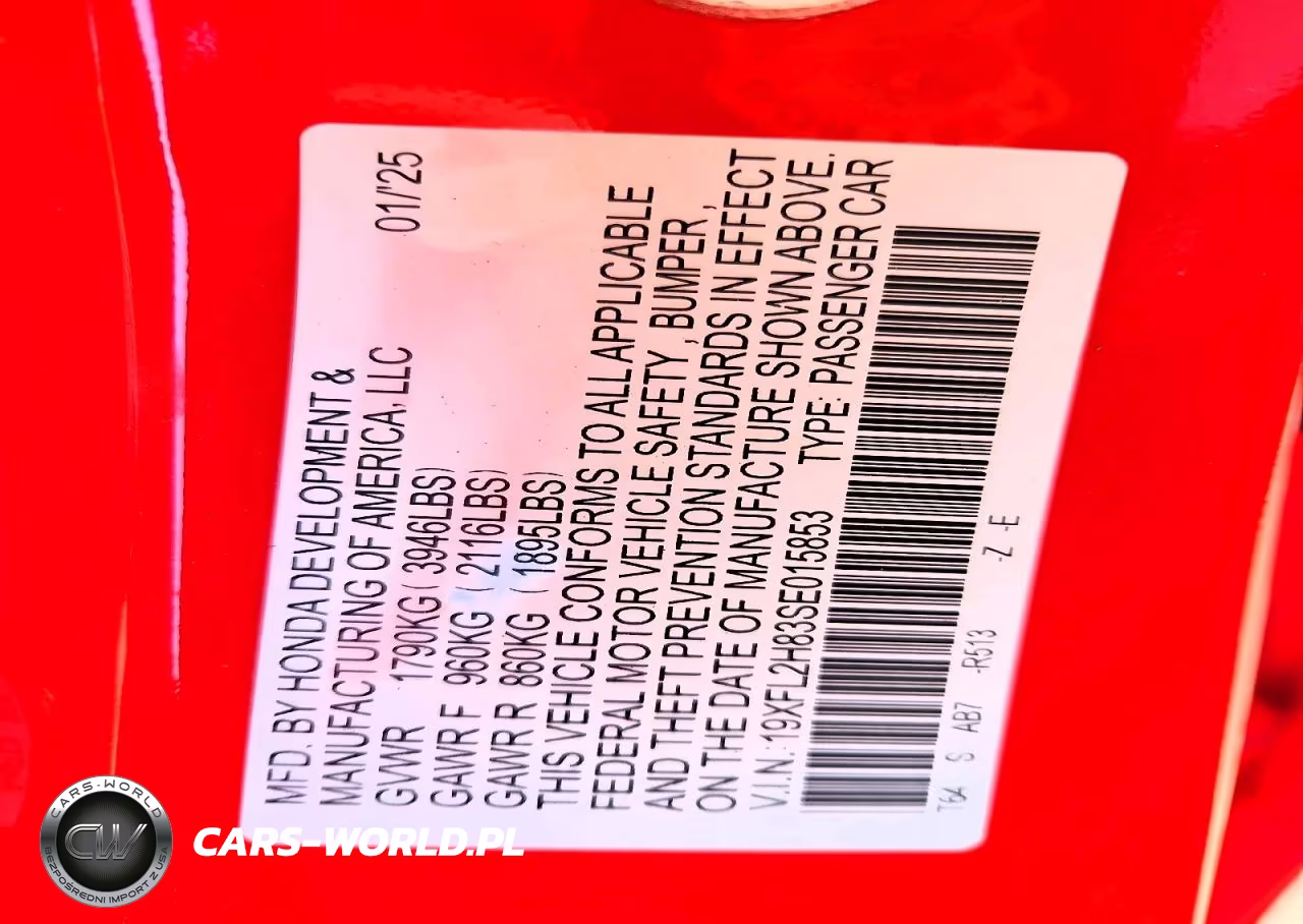 2025 Honda Civic Sport VIN:19XFL2H83SE015853 - 12