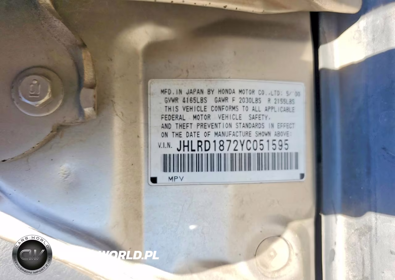 2000 Honda Cr-V Se VIN:JHLRD1872YC051595 - 13