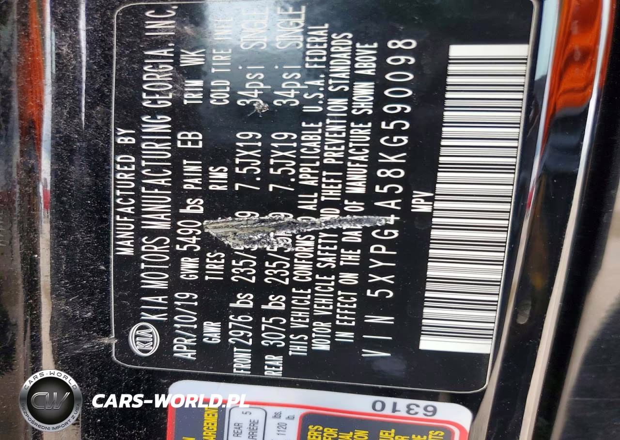 2019 Kia Sorento S V6 VIN:5XYPG4A58KG590098 - 14