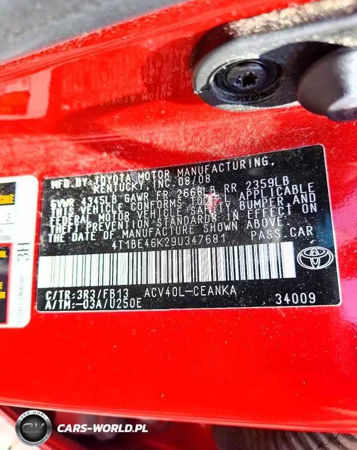 2009 Toyota Camry Le VIN:4T1BE46K29U347681 - 12
