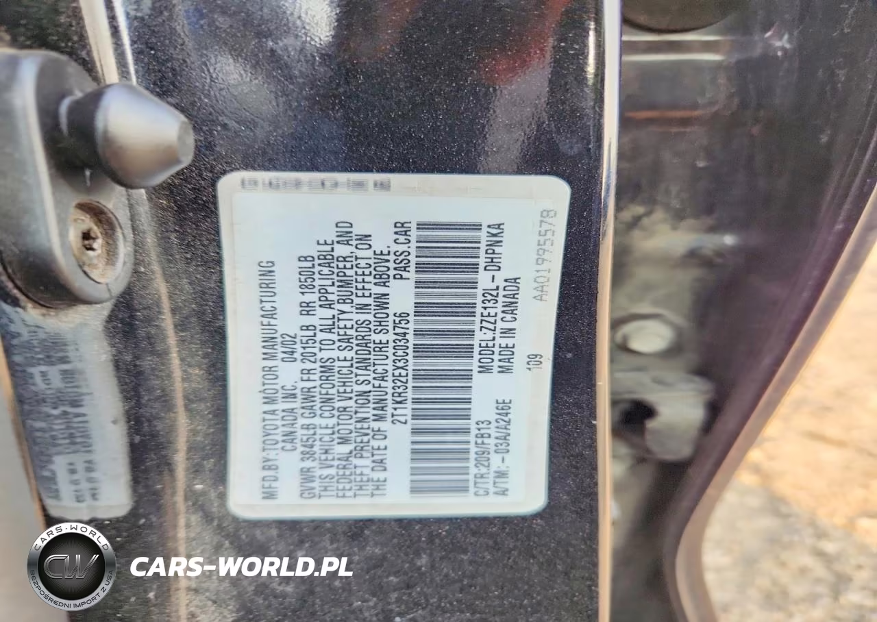 2003 Toyota Corolla Matrix Xr VIN:2T1KR32EX3C034756 - 12