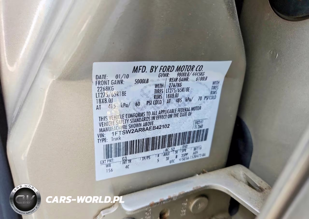 2010 Ford F250 Super Duty VIN:1FTSW2AR8AEB42102 - 12