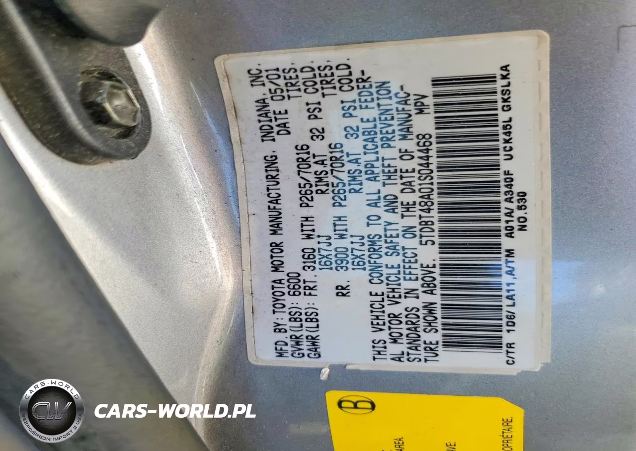 2001 Toyota Sequoia Limited VIN:5TDBT48A01S044468 - 12