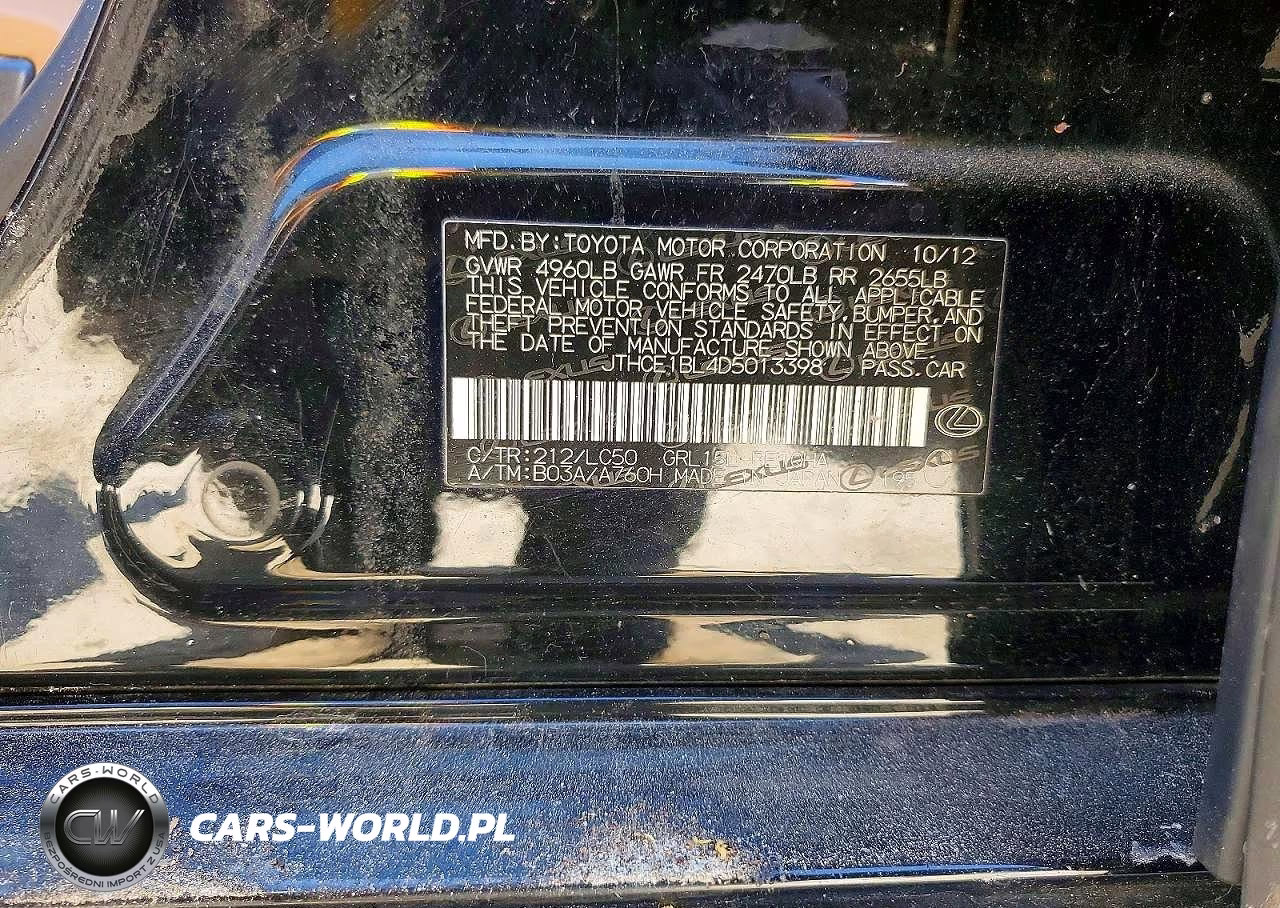 2013 Lexus Gs 350 Base VIN:JTHCE1BL4D5013398 - 12