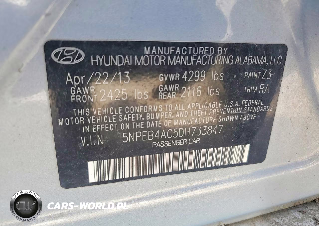 2013 Hyundai Sonata Gls VIN:5NPEB4AC5DH733847 - 12