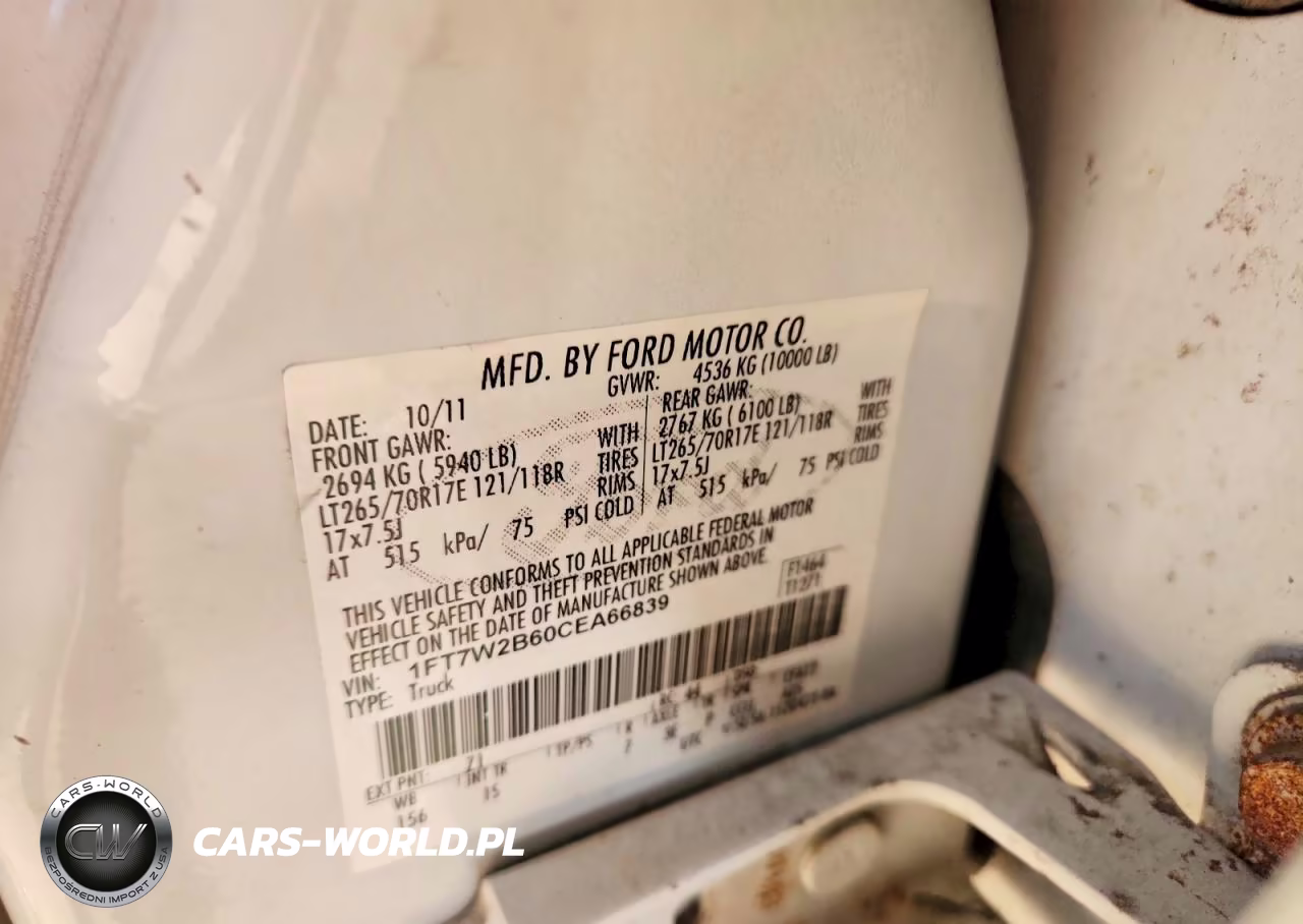 2012 Ford F250 Super Duty VIN:1FT7W2B60CEA66839 - 12