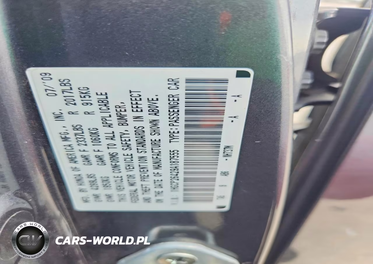 2009 Honda Accord Lxp VIN:1HGCP26429A187555 - 12