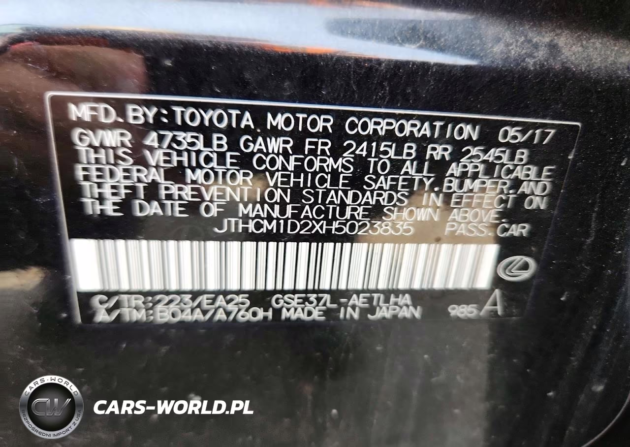 2017 Lexus Is 300 VIN:JTHCM1D2XH5023835 - 12