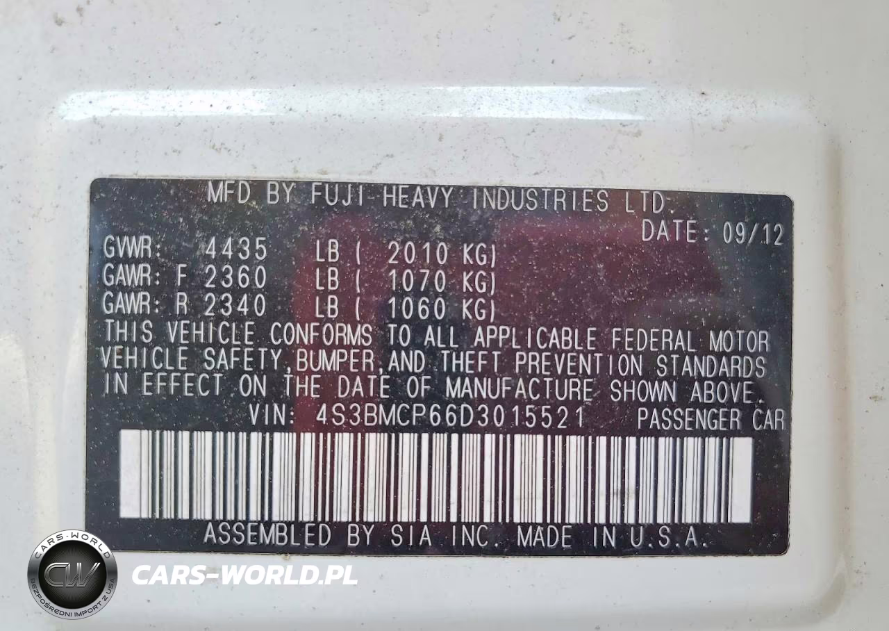 2013 Subaru Legacy 2.5I Limited VIN:4S3BMCP66D3015521 - 12