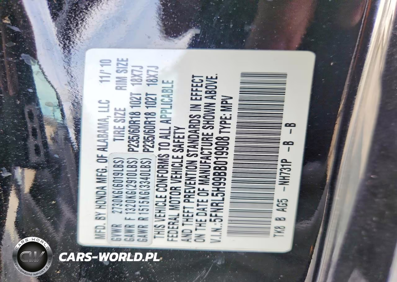 2011 Honda Odyssey Touring VIN:5FNRL5H99BB019908 - 13