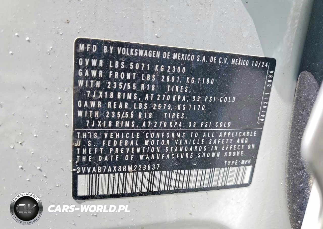 2024 Volkswagen Tiguan Wolfsburg VIN:3VVAB7AX8RM223837 - 13