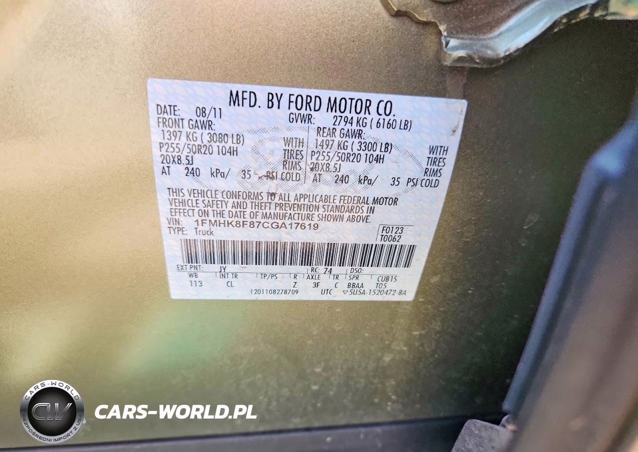 2012 Ford Explorer Limited VIN:1FMHK8F87CGA17619 - 12
