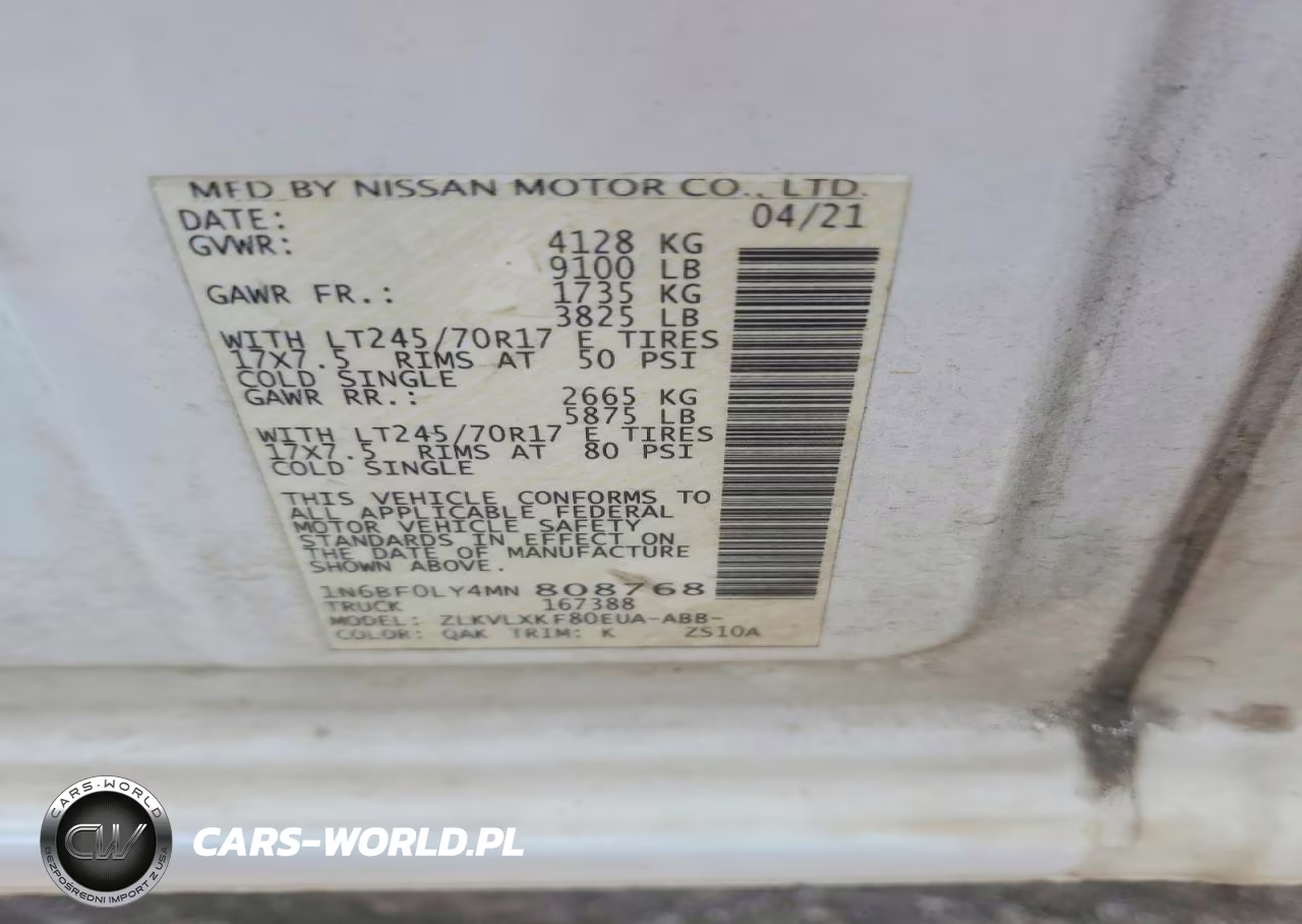 2021 Nissan Nv 2500 Hd Sv VIN:1N6BF0LY4MN808768 - 13