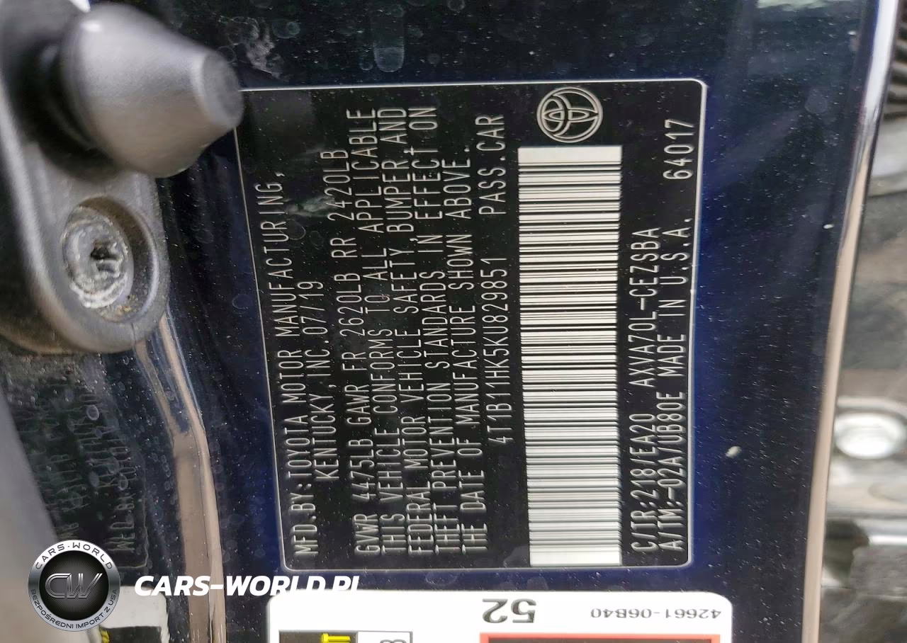 2019 Toyota Camry Se VIN:4T1B11HK5KU829851 - 12