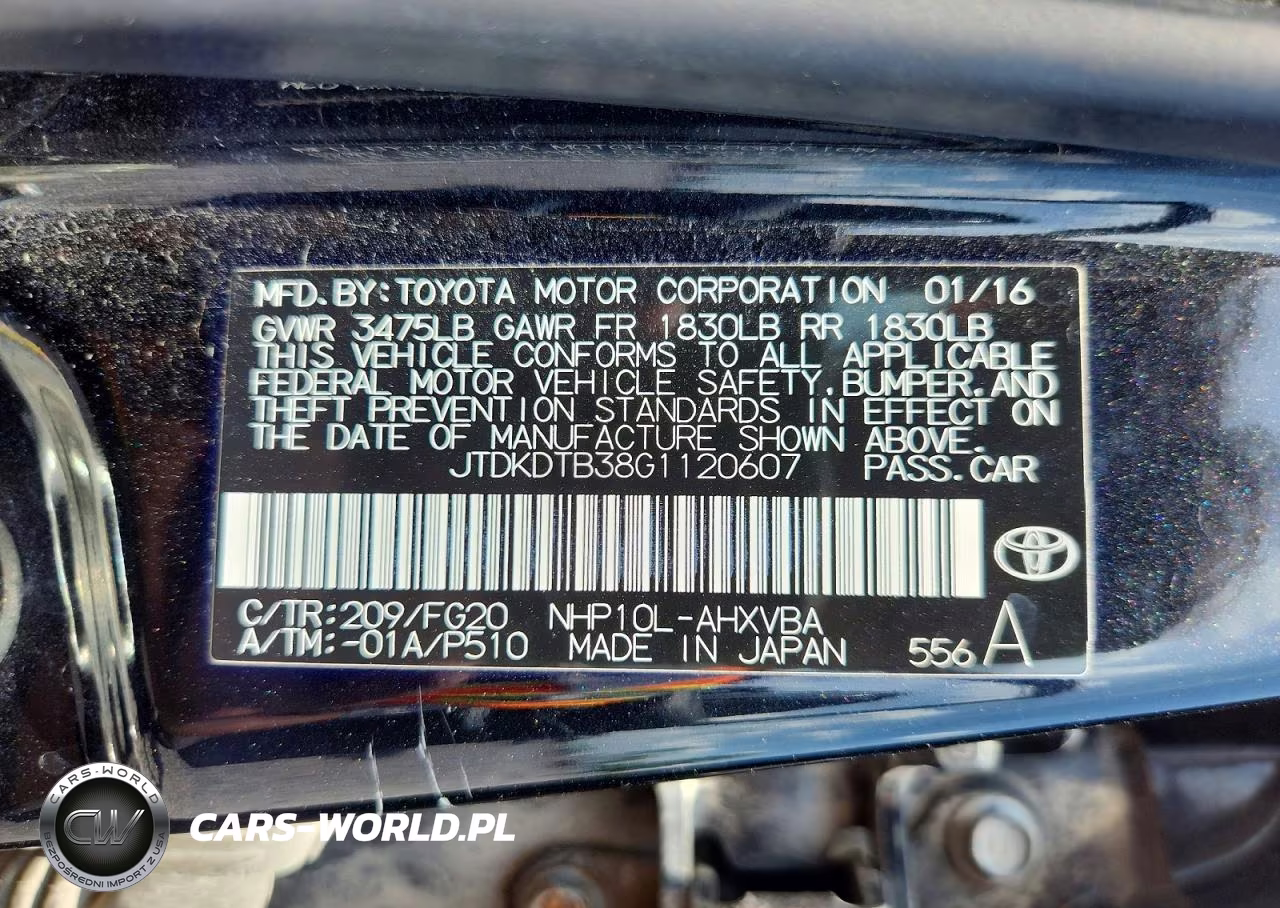 2016 Toyota Prius C Two VIN:JTDKDTB38G1120607 - 12